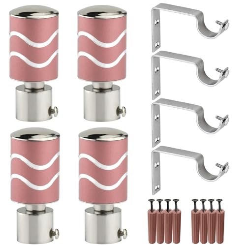 Image of GRIVAN Stainless Steel Curtain Holder Set for Door Window Wall Suitable for 1 Inch Rod Curtain Bracket Support Knobs Accessories (Pink, Pair of 2)