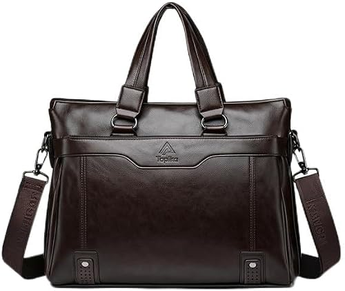 Leather Laptop for Men Messenger Shoulder Bag Waterproof Briefcase