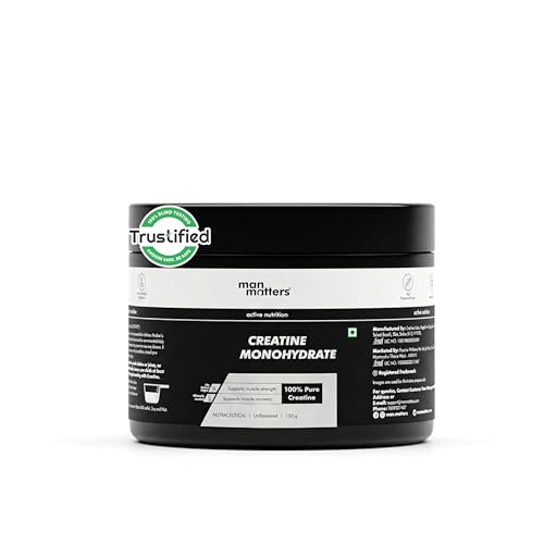 Image of Man Matters Pure Micronised Unflavoured Creatine Monohydrate - 125g (50 Servings) | Enhances Strength, Muscle Mass, and Athletic Performance | Rapid Absorption & Muscle Recovery | 100% Pure Creatine