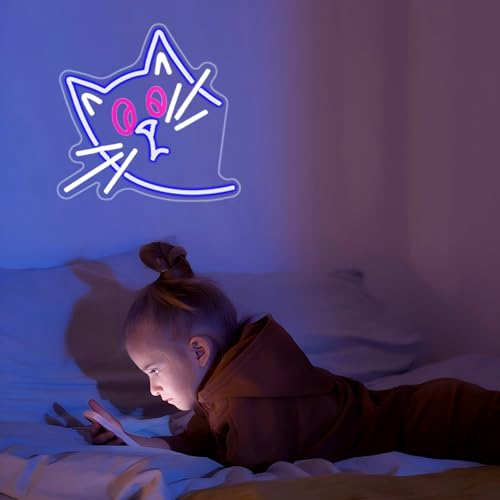 Image of Cat Neon Sign - HSJNJKFU Cat Neon Signs for Wall Decor LED Light Signs for Man Cave Room Home Party Birthday Beer Signs - LED Neon USB Powered