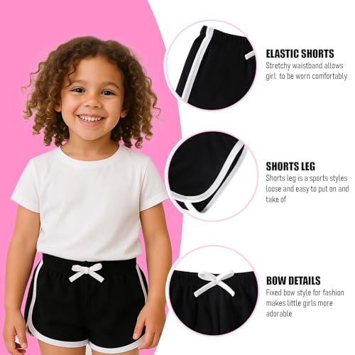 SOBOWO Toddler Girl Shorts 3 Pack Girls Athletic Shorts Solid Soccer Running Active Sport Bike Summer Drawstring Pants 18M-6Y2