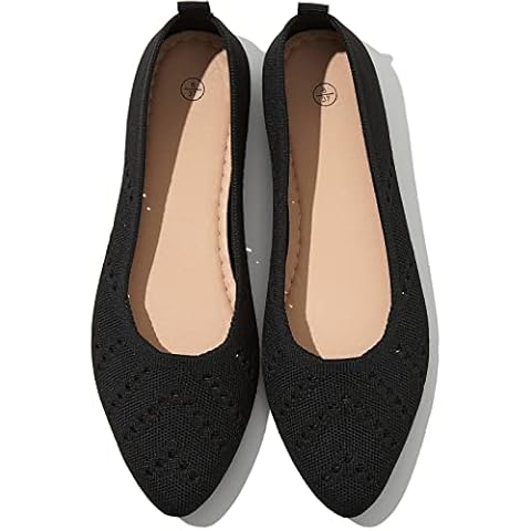 Women’s Flats Shoes Dress Shoes for Women Ballet Flats Dressy Comfortable Pointed Toe Flats Foldable Flats(Black.us9) Cover