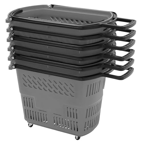 Cesta de la compra con ruedas, gran capacidad para supermercados y tiendas minoristas, paquete de 6, ideal para uso en lavandería