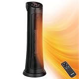 COSTWAY Space Heater for Indoor Use, 1500W PTC Ceramic Heater w/ 60° Oscillation, 3 Modes, 24H Timer & Overheat & Tip-Over Protection, Portable Electric Heater for Bedroom, Living Room, Office