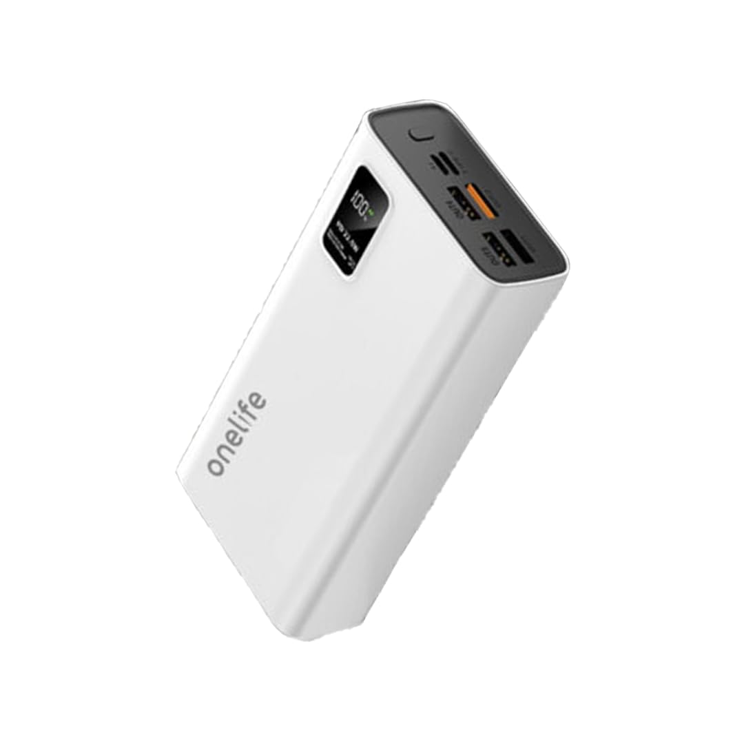 One Life Power 10-30000mAh Power Bank | 22.5W Fast Charging | Triple Output (2 USB & 1 Type-C) | PD & Quick Charge | Compatible with iPhone, Android & More | Made in India + Type-C Cable (White)-image-4