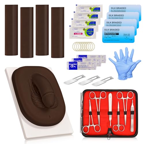 MedEduQuest Adult Male Circumcision Trainer Kit for Medical Students, Circumcision Simulator Set with Circumcision Tools for Practice Training-Dark