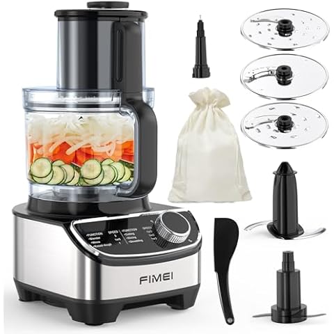 Food Processor - Food Processors Best Rated 2023, Versatile Blades for Slicing, Shredding, Chopping - Blender & Food Processor Combo, Large Caliber, 12-Cup 600W Cover