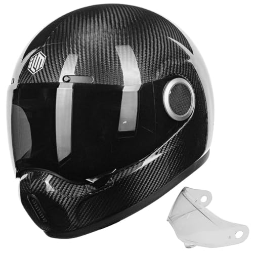 ILM Carbon Fiber Lightweight Motorcycle Helmets Full Face Retro Helmet for Men Women Cascos para Motos DOT Model F611 (CarbonFiber3K,L)