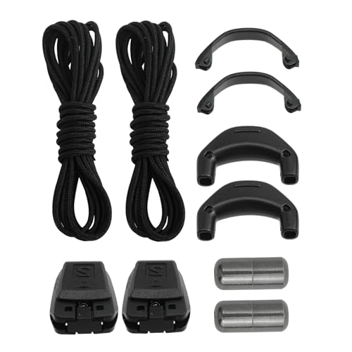 Teuena Schnürsenkel Set Salomon Quicklace Shoelace Kit Ohne binden Schuhbänder Ersatz für Salomon Speedcross Ski Schuhe, Shoelaces Laces Kit für Damen Herren Kinder, Schnellverschluss-System