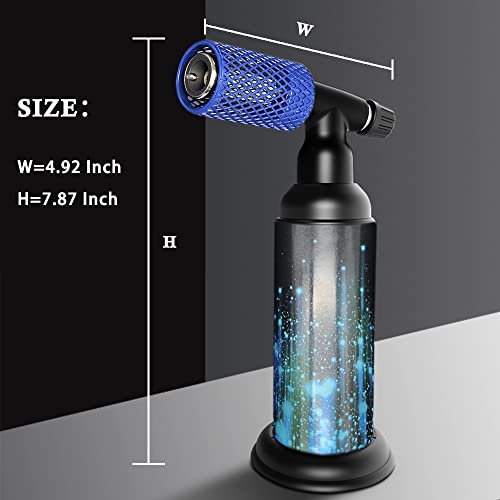 Butane Torch with Anti-scalding Device,Refillable Kitchen Torch Lighter,Adjustable Flame Guard, color upgrade version. (Butane Gas Not Included,Blue)