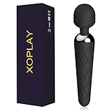 Xoplay Kabelloses Massagegerät, elektrisches Handmassagegerät, wasserdicht, 12 Vibrationsmuster für Rücken, Nacken, Schultermassage und Stressabbau und Sporterholung (schwarz)