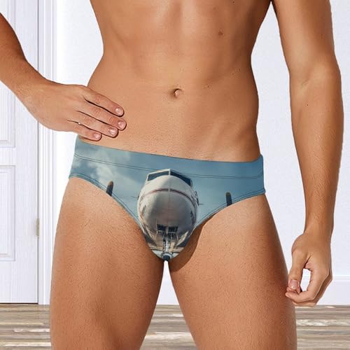 Aircraft on A Runway Men's Swim Trunks Briefs Swimsuit Swimwear Bathing for Underwear Beach3