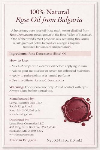 Lema Bulgarian Rose Oil 10 mL 100% Puro Rosa Damascena miniatura 2