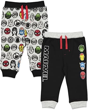 Marvel Avengers Toddler Boys 2 Pack Drawstring Jogger Pants Black/Light Grey 5T