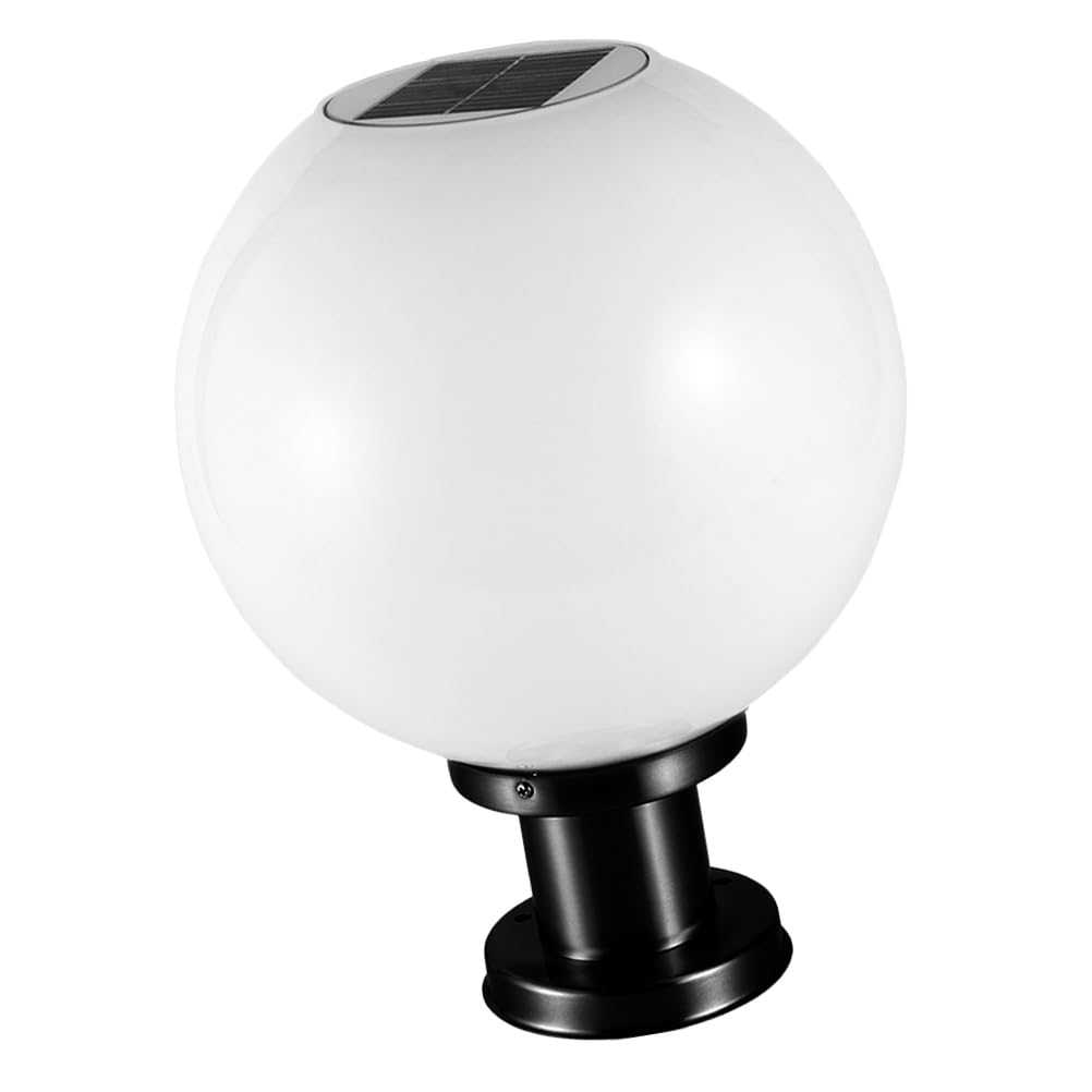 Lampioncino da Giardino Solare a Globo, Luce LED per Esterno con Sensore Automatico, Base in Acciaio Inox, per Cortile e Recinzione