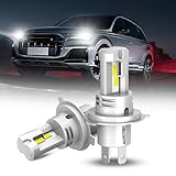 AUXITO H4 LED ヘッドライト 車検対応 HI/LO切替 H4 led 4倍明るさUP 6500K ホワイト 高輝度LEDチップ搭載 爆光 取り付け簡単 光軸調整フリー DC12-18V IP67防水 H4 LEDバルブ ファンレス 静音 ハロゲンサイズ 一体型 ポン付け led H4 長寿命 販売者3年保証 2個セット