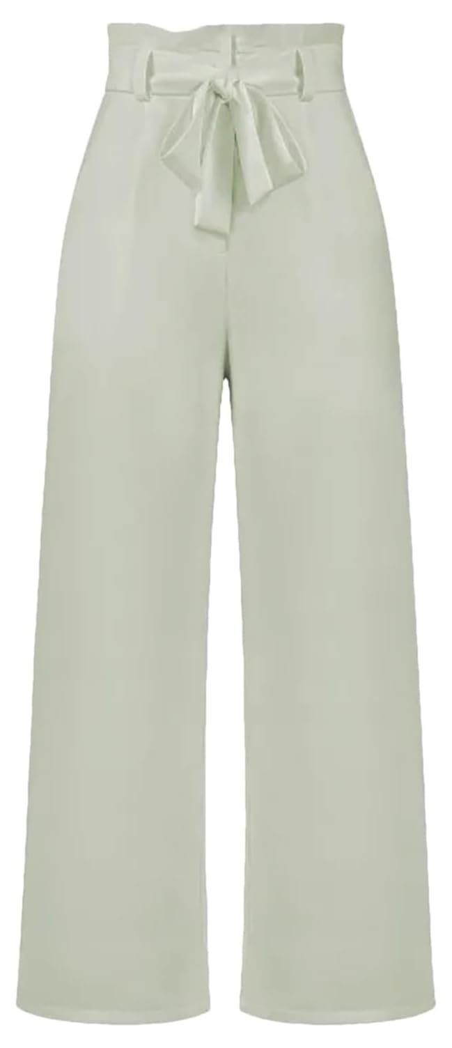 Womens Spring High Waist Lace Up Pants with Pocket Lantern Casual Trousers