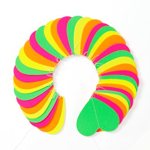 Image of UV Neon Party Decorations Valentines-Day Heart-Garland - 52ft Glow in The Dark 80s Hanging Streamers Banner,Girl Romantic Galentines Wedding Anniversary Baby Bridal Shower Engagement Decor Panduola