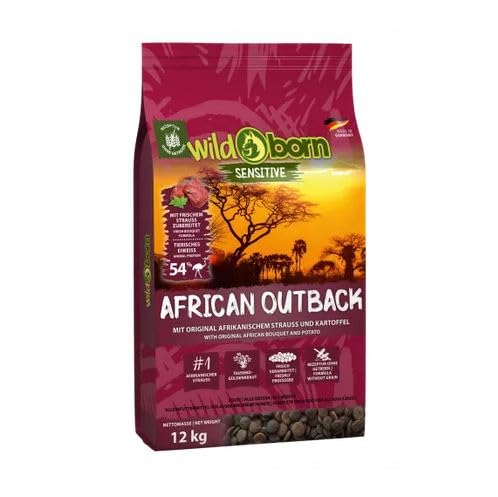 Wildborn African Outback 12 kg | Hundefutter getreidefrei für Erwachsene Hunde mit Straussenfleisch | Hund Hundefutter getreidefrei | Made in Germany