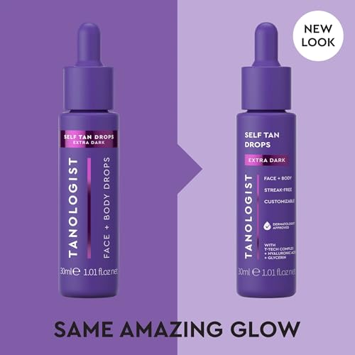 Tanologist Tropfen, extra dunkel (30 ml) feuchtigkeitsspendende selbstbräunende Tropfen, natürliche Inhaltsstoffe und vegan, dermatologisch zugelassen, saubere Inhaltsstoffe und vegan