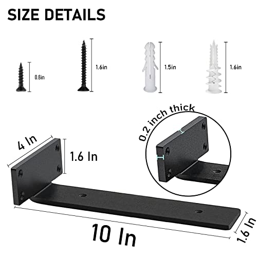 Shelf Brackets Heavy Duty Industrial L Shelf Bracket - 0.2 Inch Thick Premium Solid Steel Shelf Supports, Black Rustic Wall Brackets For Shelves - 10 Inch Floating Shelves Hardware (6Pcs) #TOP1