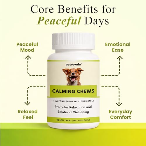 Image of Petroyale Calming Chews for Dogs | Reduces Stress & Aggression in Dogs | Dog Behaviour Management | Non-Drowsy | Anti-Anxiety & Long-Lasting Relief | Suitable for Daily Use | 20 Soft Chews