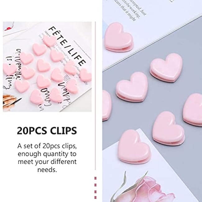 YARNOW 20pcs PlasticBag Clips Heart Shape Chip Bag Sealers Clamps Snack Coffee Potato Storage Sealing Slap Photo Picture Paper Holder for Kitchen Office, , 3.2X2.5X1CM (TWGQRPH1017UYH103K0)