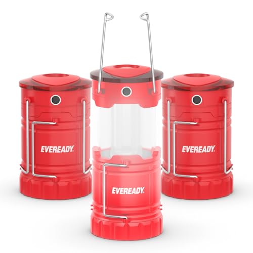 Eveready LED Camping Lantern 360 PRO (3-Pack), Super Bright Tent Lights, IPX4 Water Resistant LED Lanterns for Power Outage Hurricane Preparedness, (Batteries Included)