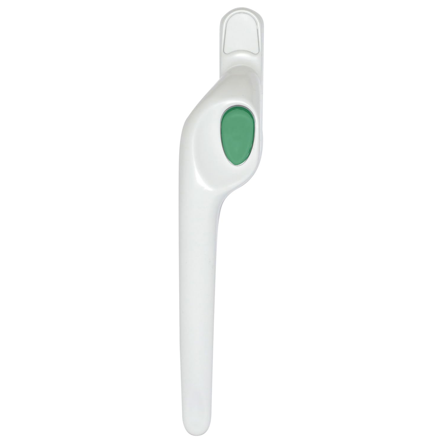 Kooples Hardware Offset Non Locking Window Handle Left Hand โ Durable Easy Fit Window Fitting โ Fixings Included (White, 50mm - Green Button)