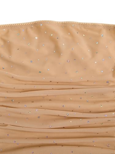 Image of Floerns Women's Rhinestone Sleeveless Bandeau Party Corset Strapless Tube Sequin Top
