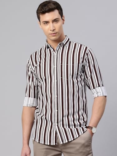 Image of Majestic Man Men's Standard Slim Fit Striped Pure Cotton Casual Shirt