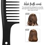 Patelai 3 Pieces Wide Tooth Detangling Hair Comb Styling Set, Carbon Fiber Styling Cutting Comb Anti Static Heat Resistant for Women Curly Straight Long Hair, Black - Image 5