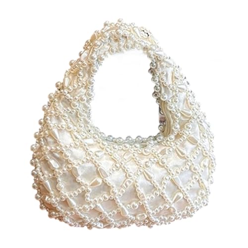 BELOWSYALER Sofisticada bolsa de noche de ABS con delicado diseño de perlas sintéticas, bolso de mano de moda adecuado para bodas y cócteles