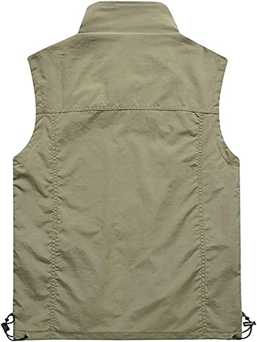 [Manatsulife] 防紫外線 速乾通気 UVカットカメラマンベスト お洒落 オールシーズン ジャケット 釣り用 撮影用 多機能 8929 (カーキ, 2XL) 3枚目