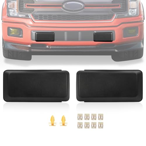 2Pcs F150 Front Bumper Guards Pads Cover Insert Cap Compatible with Ford F-150 2018 2019 2020 Replace# JL3Z17E810AB for Front Left Driver & Right Passenger Side (Matte Black)