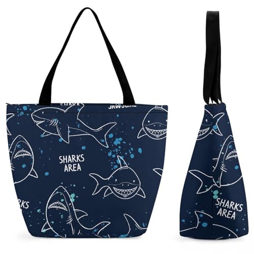 Sac à main requin de dessin animé pour femme bandoulière grand format voyage