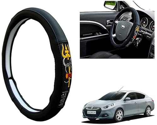 Image of Chromium Om Namah Shivay Car Steering Cover for Renault Scala Pack of 1