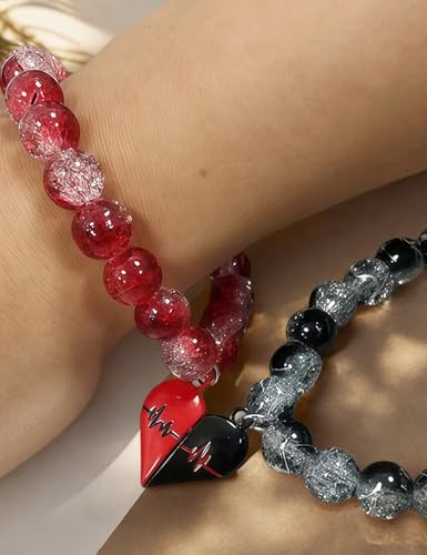 MIFX 1 set Couples Matching His and Hers Friendship Heart Bracelets Jewelry4