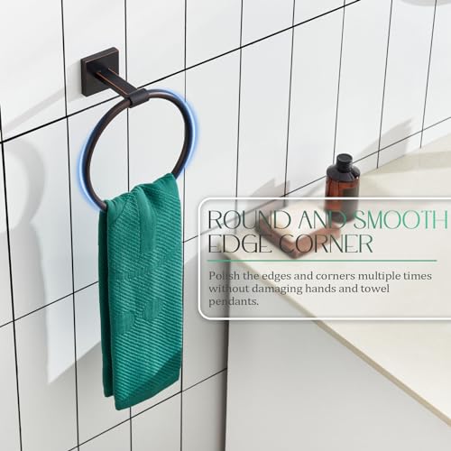 Image of KOKOSIRI Hand Towel Holder Wall Mounted Towel Ring Bathroom Accessories Shower Towel Hanger Rack Stainless Steel Oil Rubbed Bronze, B3010OBR