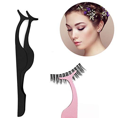 Eyelashes Tweezers Professional Eyelash Extension 3PCS False Eyelash Applicator Tool Remover Clip Stainless Steel(Black, Champagne Purple,Assorted Color)
