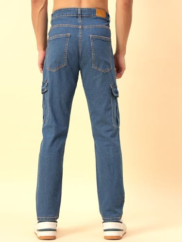 Image of STUDIO NEXX Men's Loose Fit Cargo Jeans| Stretchable | Cargo Denims | Utility Pockets