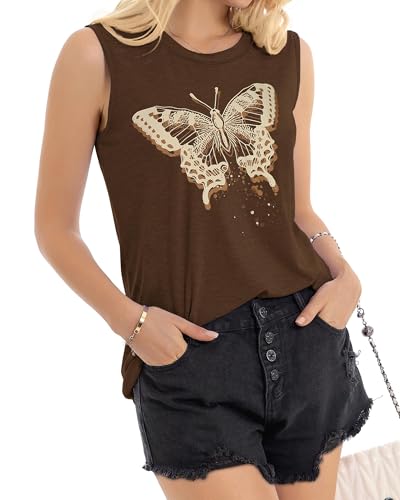Image of Womens Tank Tops Summer Casual Sleeveless Top Loose Fit Basic Tunic Shirts