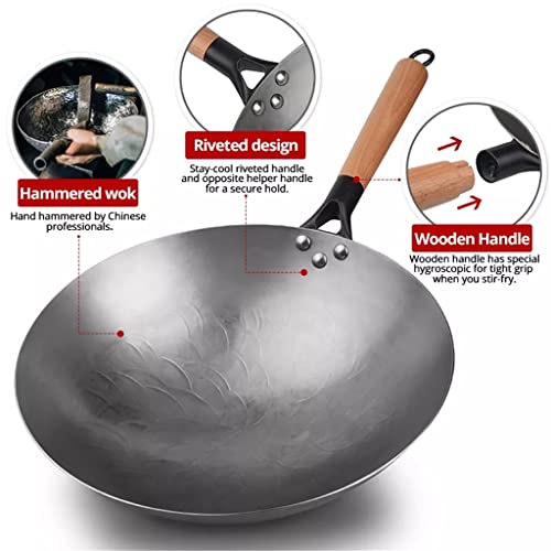 Wok de hierro fundido chino hecho a mano 32 cm miniatura 5