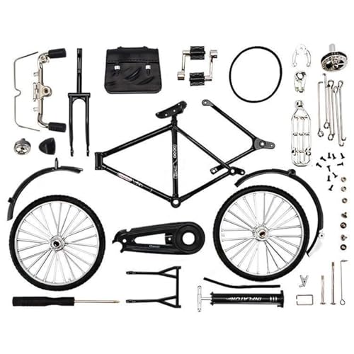 Modelo de bicicleta escala 1:10 de bricolaje retro en miniatura de metal para maquetistas urbanos