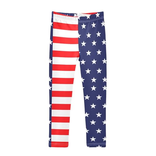 American Flag Stars Stripes Girls Casual Leggings for Kids Printed Long Pant Bottoms Stretch and Soft