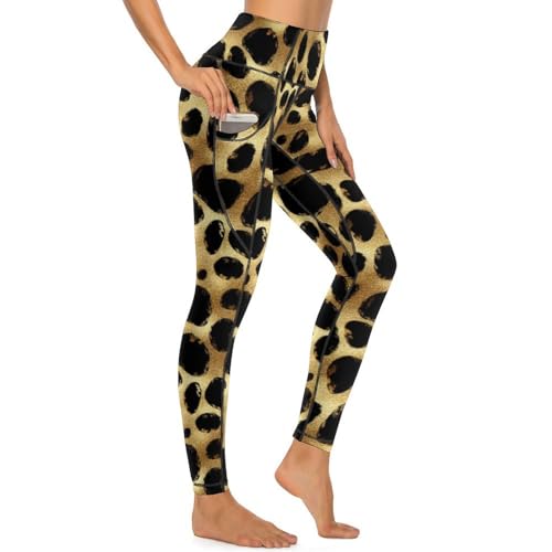 Pantalon de yoga avec poches gainant et sculptant imprimé léopard