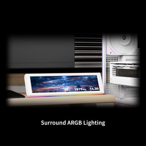 Image of Thermalright Trofeo Vision 9.16 ARGB LCD White Magnetic LCD Screen 9.16in 1920x480 Resolution,Metal Frame Design IPS Display Screen Water Cooled Radiator Screen,for Chassis /Metal Desktop