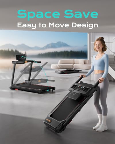 Image of TREAFLOW Walking Pad with Incline, Foldable Treadmill with Handrail for Home Office, Portable Walking Machine, Low Noise, LED Display, 6.2 MPH