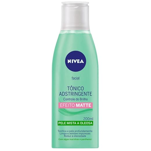 NIVEA Tônico Facial Controle do Brilho - Remove profundamente as impurezas, ajuda a controlar a oleosidade, contém vitamina B5 e é livre de álcool etílico em sua fórmula - 200ml