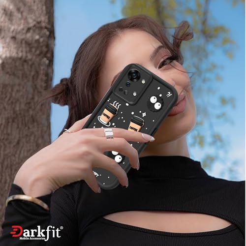 Image of Back Case Cover Compatible with OnePlus Nord 2T 5G | Cute Fun Cartoon Ball 3D Coffee Silicone Case | Body Protection | Camera Protection | Shock Proof | Color Black | Pack of 1